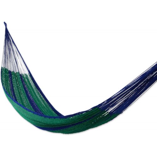  NOVICA Nylon Purple and Green Rope Hammock Green Vineyard (Double)