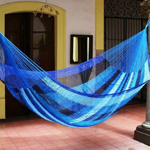  NOVICA Nylon Purple and Green Rope Hammock Green Vineyard (Double)