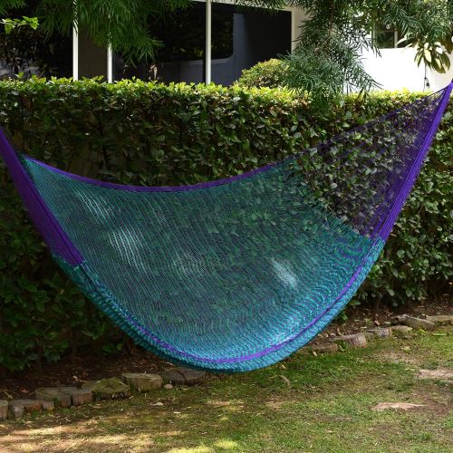  NOVICA Nylon Purple and Green Rope Hammock Green Vineyard (Double)