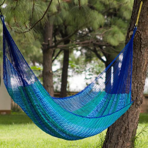  NOVICA Nylon Purple and Green Rope Hammock Green Vineyard (Double)