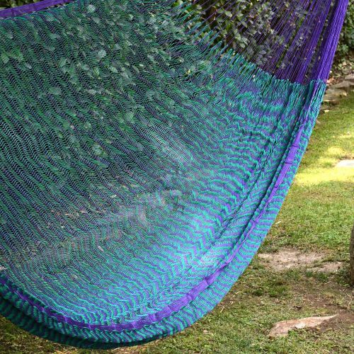  NOVICA Nylon Purple and Green Rope Hammock Green Vineyard (Double)