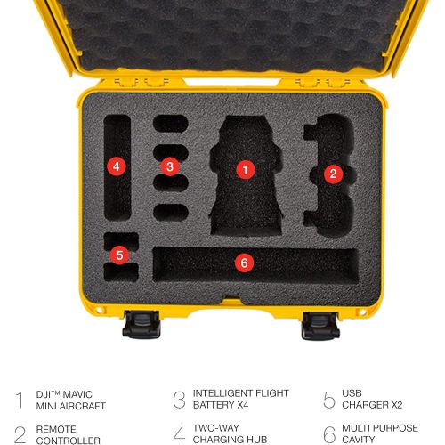  Nanuk DJI Drone Waterproof Hard Case with Custom Foam Insert for DJI Mavic PRO - Yellow