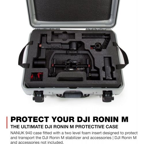  Nanuk 940 Ronin M Waterproof Hard Case with Custom Foam Insert for DJI Ronin M Gimbal Stabilizer System - 940-RON1 Black