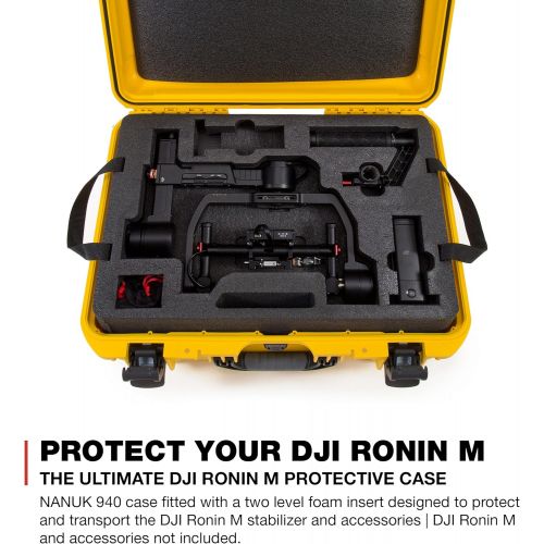  Nanuk 940 Ronin M Waterproof Hard Case with Custom Foam Insert for DJI Ronin M Gimbal Stabilizer System - 940-RON1 Black