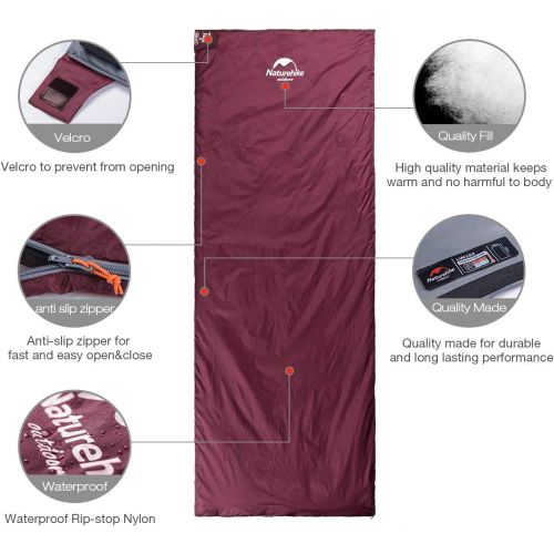  Naturehike Camping Sleeping Bags Hiking Sleeping Bag with a Carrying Bag Lightweight Waterproof Compact for Temperatures 59 F to 68 F