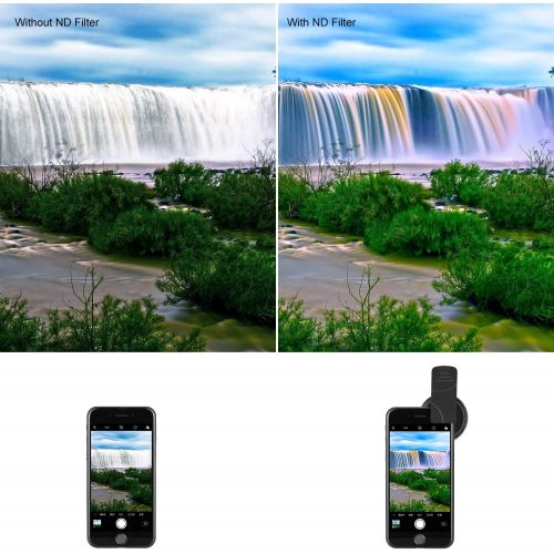 니워 [아마존베스트]Neewer 37mm Clip-on ND 2-400 Cellphone Camera Lens Filter Kit: Adjustable Neutral Density Filter with Phone Clip for iPhone X 8 plus 7 Plus 7 6 6S Plus Samsung HTC Motorola iPad an