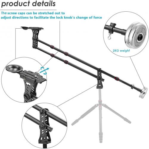 니워 Neewer 70 inches177 Centimeters Aluminum Alloy Jib Arm Camera Crane with 14 and 38-inch Quick Shoe Plate, Counter Weight for DSLR Video Cameras，Load up to 8 kilograms17.6 pound