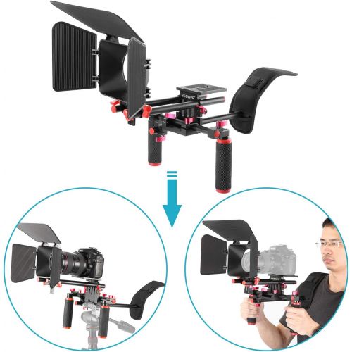 니워 Neewer Camera Movie Video Making Rig System Film-Maker Kit for Canon Nikon Sony and Other DSLR Cameras, DV Camcorders,Includes: Shoulder Mount, Standard 15mm Rail Rod System, Matte