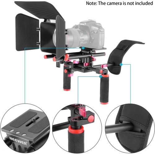 니워 Neewer Camera Movie Video Making Rig System Film-Maker Kit for Canon Nikon Sony and Other DSLR Cameras, DV Camcorders,Includes: Shoulder Mount, Standard 15mm Rail Rod System, Matte