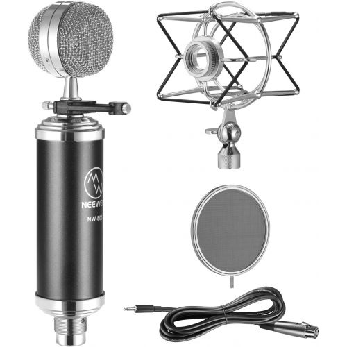 니워 Neewer NW-500 Professional Condenser Microphone Kit: (1) Condenser Microphone + (1) Integrated Metal Pop Filter + (1) Shock Mount + (1) 3.5MM to XLR Microphone Cable