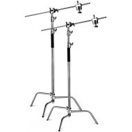 Neewer 2 Pieces Heavy Duty Max Height 10 feet3 meters Adjustable Light Stand with 4 feet1.2 meters Holding Arm and Grip Head Kit for Studio Video Reflector,Monolight and Other Ph