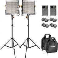 Neewer Bi-color LED 480 Video Light and Stand Kit with Battery and Charger for Studio, YouTube Video Shooting, Durable Metal Frame, Dimmable with U Bracket, 3200-5600K, CRI 96+ (2