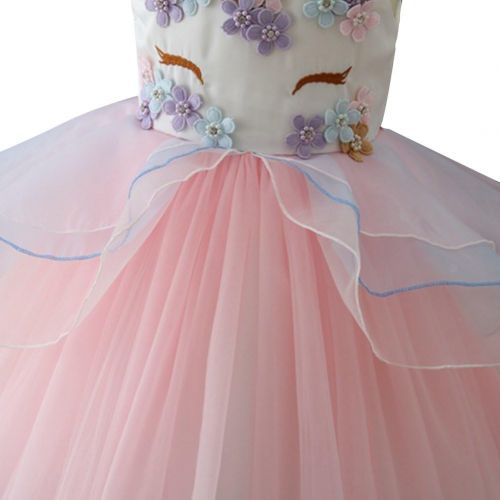  Visit the OBEEII Store Baby Kid Girl Unicorn Costume Flower Tutu Tulle Dress Princess Pageant Party Cosplay Fancy Dress Up Evening Gown