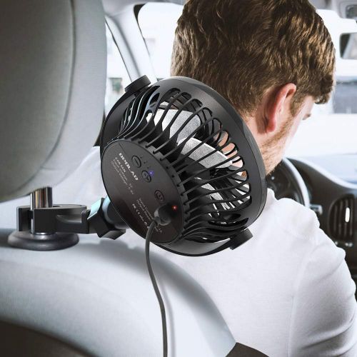  [아마존베스트]OPOLAR Car Fan with Strong Clamp, Car Rear Seat Passenger Baby Pet Driver USB Electric Fans, Rotatable Car Seat Headrest Clip on Fan, 4 Speeds Cooling Air for SUV RV Boat Auto Vehi