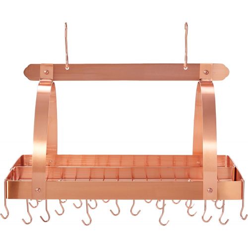  Old Dutch Rectangular Hanging Pot Rack with Grid & 24 Hooks, Satin Nickel, 30 x 20.5 x 15.75