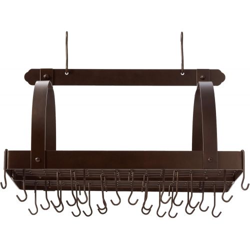  Old Dutch Rectangular Hanging Pot Rack with Grid & 24 Hooks, Satin Nickel, 30 x 20.5 x 15.75