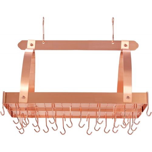  Old Dutch Rectangular Hanging Pot Rack with Grid & 24 Hooks, Satin Nickel, 30 x 20.5 x 15.75