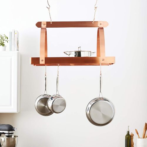  Old Dutch Rectangular Hanging Pot Rack with Grid & 24 Hooks, Satin Nickel, 30 x 20.5 x 15.75