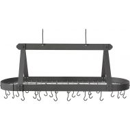 Old Dutch Oval Hanging Pot Rack with Grid & 24 Hooks, Satin Nickel, 48 x 19 x 15.5