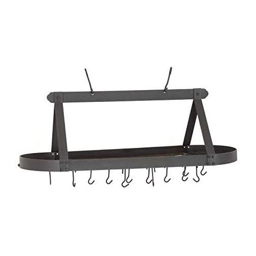  Old Dutch Oval Hanging Pot Rack with Grid & 24 Hooks, Satin Nickel, 48 x 19 x 15.5