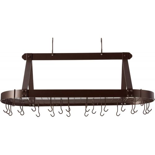  Old Dutch Oval Hanging Pot Rack with Grid & 24 Hooks, Satin Nickel, 48 x 19 x 15.5