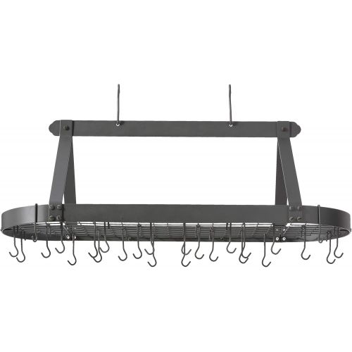  Old Dutch Oval Hanging Pot Rack with Grid & 24 Hooks, Satin Nickel, 48 x 19 x 15.5