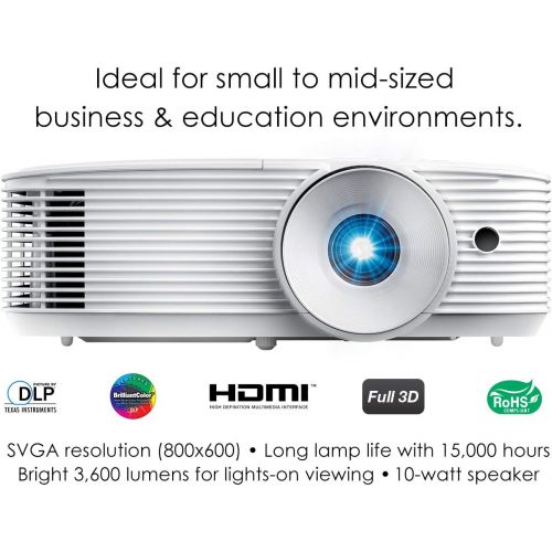  Optoma S343 3600 Lumens SVGA DLP Projector 15,000-hour Lamp Life