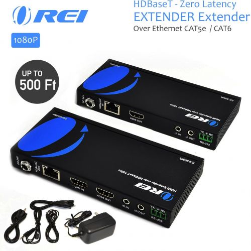  Orei OREI HDMI Extender Over Ethernet CAT5eCAT6 Power Over Cable - HDBaseT - Zero Latency - 1080P Upto 500 Feet -IR Signal