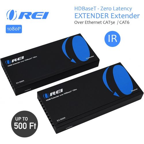  Orei OREI HDMI Extender Over Ethernet CAT5eCAT6 Power Over Cable - HDBaseT - Zero Latency - 1080P Upto 500 Feet -IR Signal