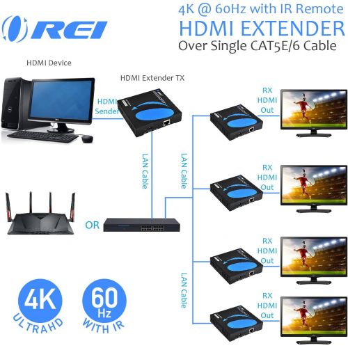  Orei OREI HDMI Extender 4K Over Single CAT5eCAT6 Cable One to Many Multiple Display Matrix 4K @ 60Hz With IR Remote - Up to 400 Ft - ProLNK Tecnhology