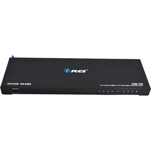  Orei 1x8 2.0 HDMI Splitter 8 Ports with Full Ultra HDCP 2.2, 4K at 60Hz & 3D Supports EDID Control - UHD-108