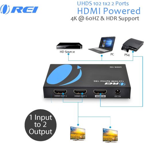  Orei 1x8 2.0 HDMI Splitter 8 Ports with Full Ultra HDCP 2.2, 4K at 60Hz & 3D Supports EDID Control - UHD-108