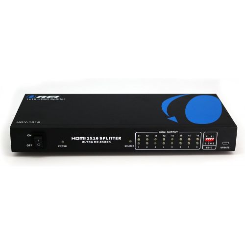  Orei 1x16 2.0 HDMI Splitter 2 Ports with Full Ultra HDCP 2.2, 4K at 60Hz & 3D Supports EDID Control - HDY-1016