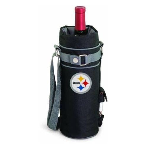  Visit the PICNIC TIME Store NFL Pittsburgh Steelers Insulated Single Bottle Wine Sack with Corkscrew