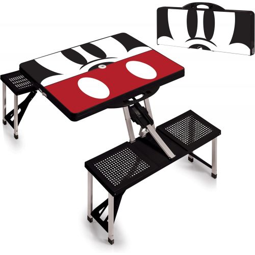  PICNIC TIME Disney Classics Mickey Mouse Portable Folding Picnic Table with Seating for 4, Black