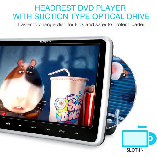  [아마존베스트]PUMPKIN NAVISKAUTO 10.1 Inch Headrest Car DVD Player with Suction Drive, Support Region Free, Sync Screen, AUX, AV in Out, Last Memory, USB SD