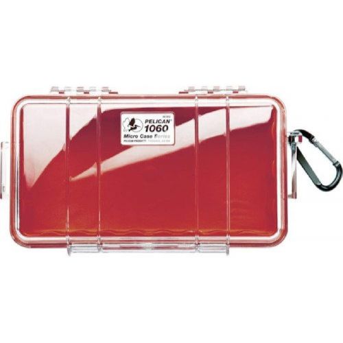  [아마존베스트]Waterproof Case | Pelican 1060 Micro Case - for iPhone, Cell Phone, GoPro, Camera, and More (Red/Clear)