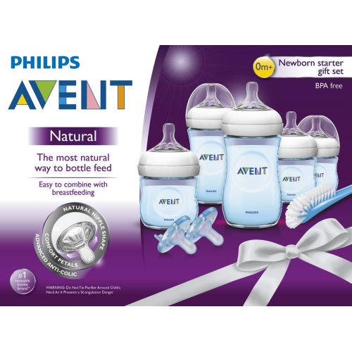 필립스 [아마존베스트]Philips AVENT Philips Avent Natural Baby Bottle Blue Gift Set, SCD206/12