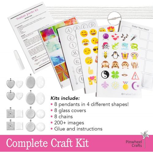  [아마존베스트]Pinwheel Crafts Jewelry Making Kit for Girls - Jewelry Craft Kit, Custom Glass Pendant Necklace Set for Kids or Teen Girl Gifts, Make 8 Necklaces with Step-by-Step Instructions and