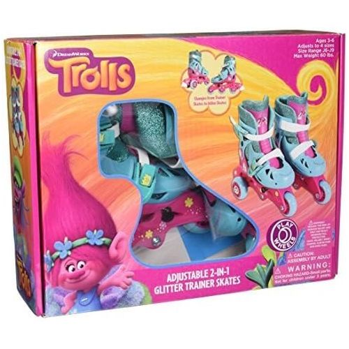  PlayWheels Trolls Convertible 2-in-1 Skates, Junior Size 6-9