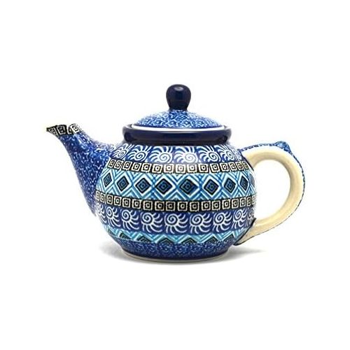  Visit the Polish Pottery Gallery Store Polish Pottery Teapot - 14 oz. - Aztec Sky