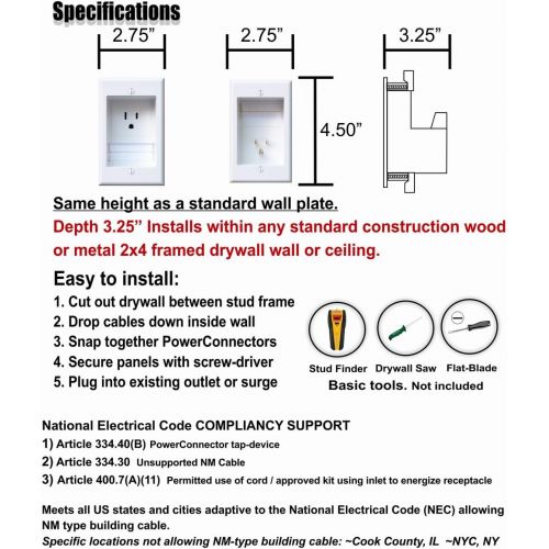  Visit the PowerBridge Solutions Store PowerBridge TWO-CK Dual Outlet Recessed In-Wall Cable Management System with PowerConnect for Wall-Mounted Flat Screen LED, LCD, and Plasma TV’s