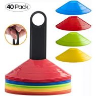 [아마존베스트]Prextex 40 Pack Soccer Cones with Holder for Training, Football, Kids, Sports, Field Cone Markers Birthday Party Outdoor Games Supplies