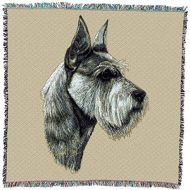 Visit the Pure Country Weavers Store Pure Country Weavers Schnauzer Terrier by Robert May Lap Square Blanket Throw Woven from Cotton - Made in The USA (54x54)