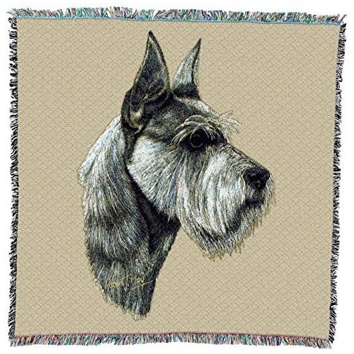  Visit the Pure Country Weavers Store Pure Country Weavers Schnauzer Terrier by Robert May Lap Square Blanket Throw Woven from Cotton - Made in The USA (54x54)