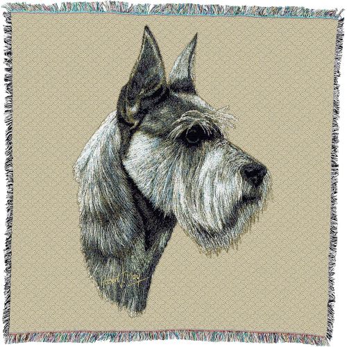  Visit the Pure Country Weavers Store Pure Country Weavers Schnauzer Terrier by Robert May Lap Square Blanket Throw Woven from Cotton - Made in The USA (54x54)