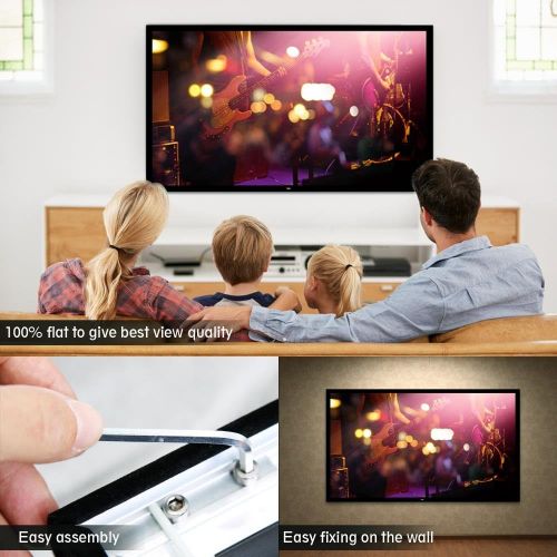  Visit the Pyle Store Pyle 120 Projector Screen Matte White Home Theater TV Wall Mounted Fixed Flat w/ 16:9 Aspect Ratio Full HD Projection - Easy Mount Ideal for Office Presentation PRJTPFL122 Black