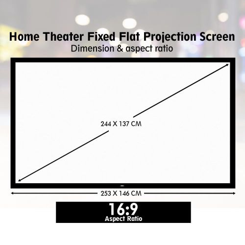  Visit the Pyle Store Pyle 110 Matt White Home Theater TV Wall Mounted Fixed Flat Projector Screen - 110 inch 16:9 Full HD Projection - Easy to Set Up for Room Video, Slideshow, Movie / Film Showing - P