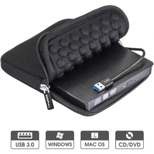  [아마존베스트]ROOFULL USB 3.0 External DVD Drive with Protective Storage Carrying Case Bag, Portable CD DVD +/-RW Drive Burner for Windows 10/8/7 Laptop Computer Mac MacBook Pro Air iMac HP Dell