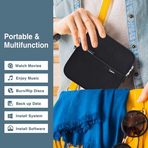  [아마존베스트]ROOFULL USB 3.0 External DVD Drive with Protective Storage Carrying Case Bag, Portable CD DVD +/-RW Drive Burner for Windows 10/8/7 Laptop Computer Mac MacBook Pro Air iMac HP Dell